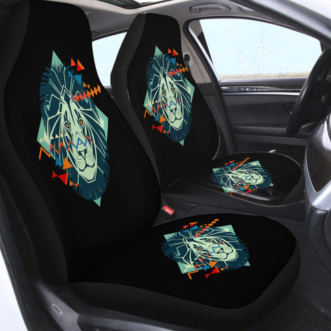 Image of Lion Triangle Geometric Illustration SWQT3917 Car Seat Covers