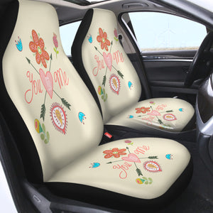 Cute Bohemian Arrow & Flowers Cartoon - You And Me SWQT3918 Car Seat Covers