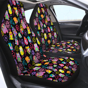 Cute Colorful Owls Cartoon SWQT3920 Car Seat Covers