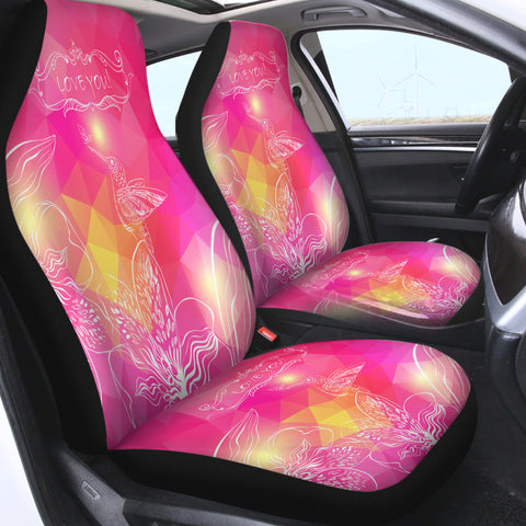 Image of Love You Bird On Flower Pink Theme SWQT3924 Car Seat Covers