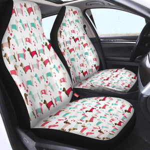 Cute In Love Dachshund Cartoon SWQT3926 Car Seat Covers
