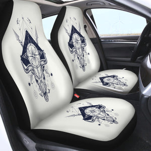 Vintage Buffalo Skull & Compass Sketch SWQT3928 Car Seat Covers
