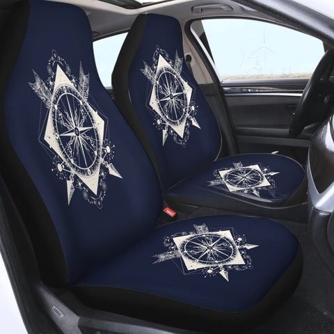 Image of Vintage Compass and Arrows Sketch Navy Theme SWQT3929 Car Seat Covers