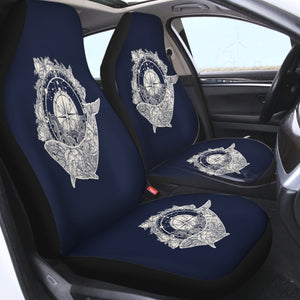 Vintage Floral Whale & Compass Navy Theme SWQT3930 Car Seat Covers
