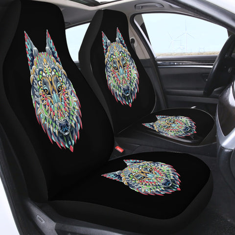 Image of Colorful Geometric Grey Wolf SWQT3935 Car Seat Covers