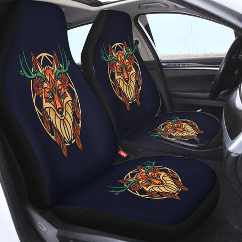 Image of Floral Brown Deer Geometric Illustration SWQT3936 Car Seat Covers