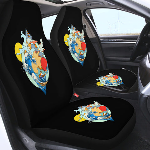 Image of Ocean Waves Japan Art SWQT3937 Car Seat Covers