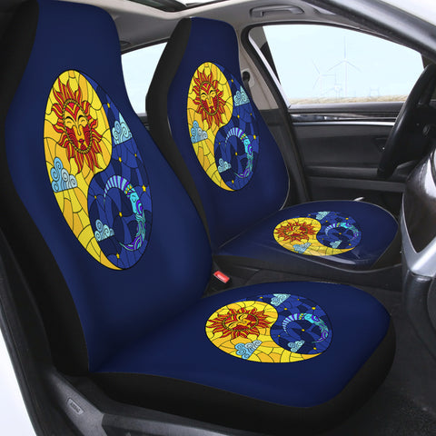 Image of Yin Yang Sun & Moon Geometric SWQT3940 Car Seat Covers