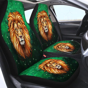 Watercolor Draw Lion Green Theme SWQT3941 Car Seat Covers