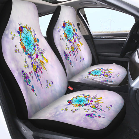 Image of Multicolor Floral Dream Catcher Purple Theme SWQT3942 Car Seat Covers