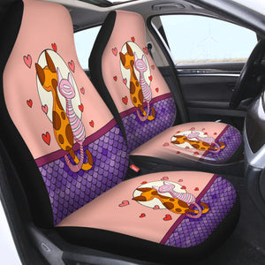 Cute Cat Lovers Under The Moon Illustration SWQT3944 Car Seat Covers
