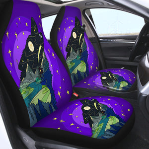 Cartoon Night Landscape Wolf Shape SWQT3945 Car Seat Covers