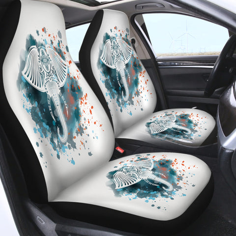 Image of Mandala Elephant Blue Gray Watercolor Spray SWQT4100 Car Seat Covers