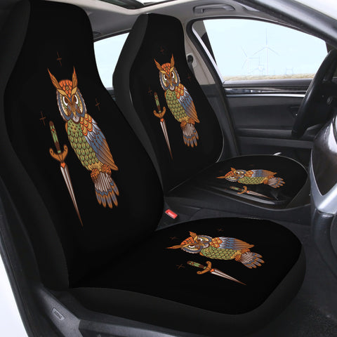 Image of Vintage Color Owl & Knife SWQT4105 Car Seat Covers