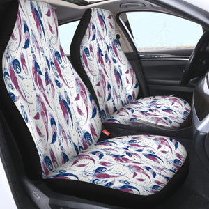 Navy & Purple Feather Monogram SWQT4108 Car Seat Covers