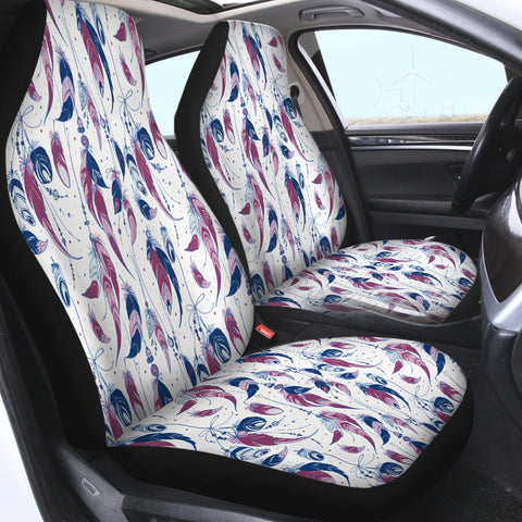 Image of Navy & Purple Feather Monogram SWQT4108 Car Seat Covers