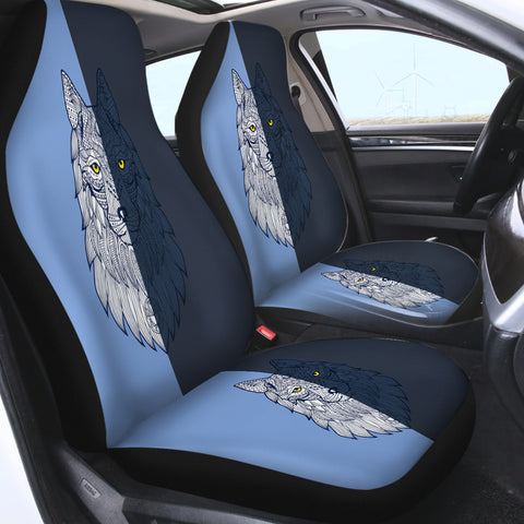 Image of 2-tone Geometric Gray Wolf SWQT4109 Car Seat Covers