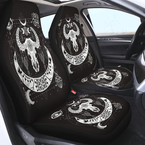 Image of B&W Zodiac Buffalo Skull SWQT4119 Car Seat Covers