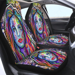 Colorful Watercolor Lady SWQT4218 Car Seat Covers