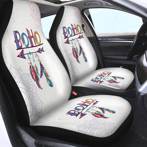 Image of Boho Feather Lotus Mandala Theme SWQT4219 Car Seat Covers