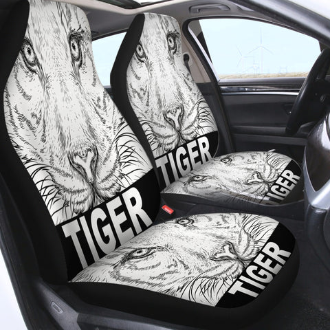 Image of B&W Detail Tiger Sketch SWQT4230 Car Seat Covers