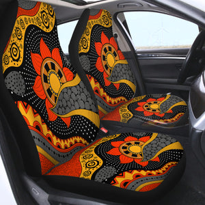 Colorful Modern Japanese Art Mandala Black SWQT4235 Car Seat Covers