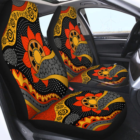 Image of Colorful Modern Japanese Art Mandala Black SWQT4235 Car Seat Covers