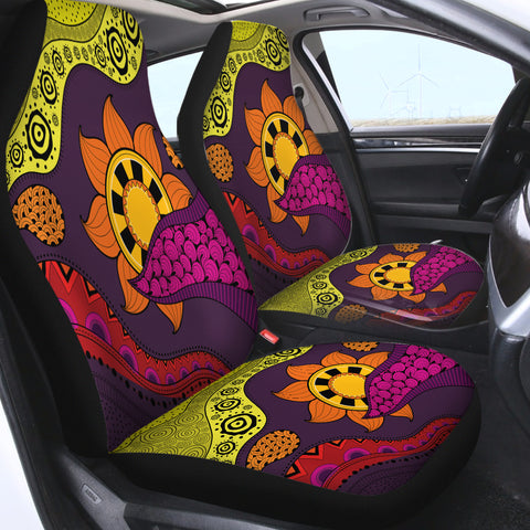 Image of Colorful Modern Japanese Art Mandala Purple SWQT4236 Car Seat Covers