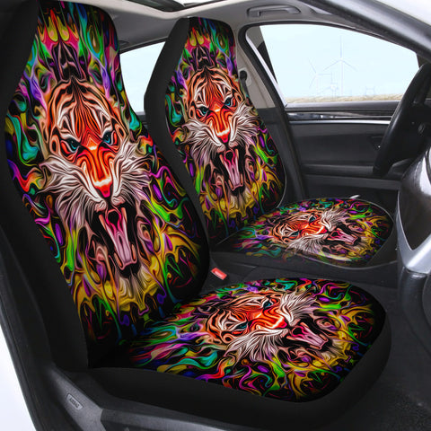 Image of Colorful Modern Curve Art Tiger SWQT4246 Car Seat Covers