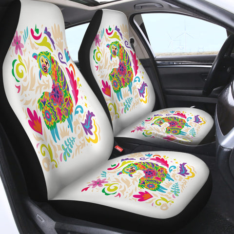 Image of Colorful Mandala Cute Alapaca SWQT4286 Car Seat Covers