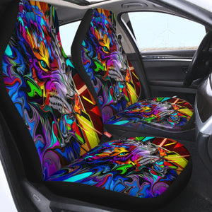 Colorful Curve Art Wolf SWQT4288 Car Seat Covers