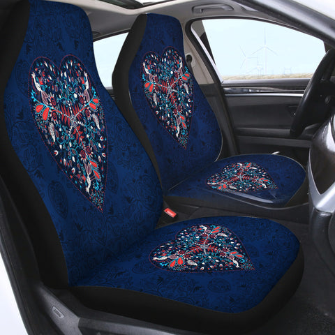 Image of Vintage Mandala Heart Pattern SWQT4290 Car Seat Covers