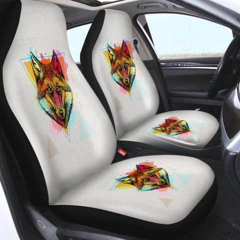 Image of Splash Multicolor Wolf Black Work SWQT4298 Car Seat Covers