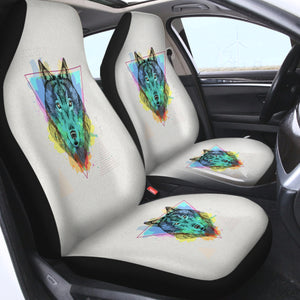 Colorful Splash Watercolor Wolf SWQT4299 Car Seat Covers