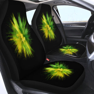 Green & Yellow Splash Black Theme SWQT4301 Car Seat Covers