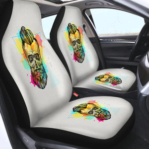 Pastel Watercolor Splash Barber Skull SWQT4306 Car Seat Covers