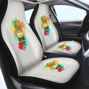 Watercolor Splash King Crown Skull SWQT4319 Car Seat Covers