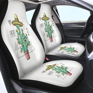 Westside Cartoon Cactus Triangle Illustration SWQT4324 Car Seat Covers
