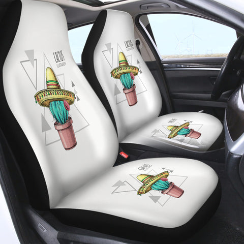 Image of Tiny Cartion Cactus Triangle Illustration SWQT4325 Car Seat Covers