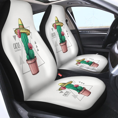 Image of Tiny Cartoon Cactus Flower Triangle Illustration SWQT4326 Car Seat Covers
