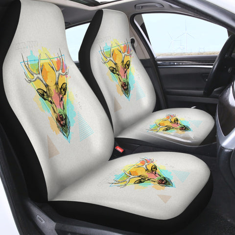 Image of Colorful Splash Vintage Deer Triangle SWQT4327 Car Seat Covers