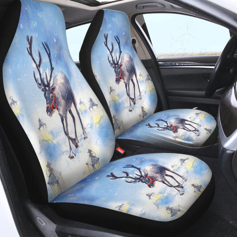 Image of Snow Little Deer Watercolor Painting SWQT4332 Car Seat Covers