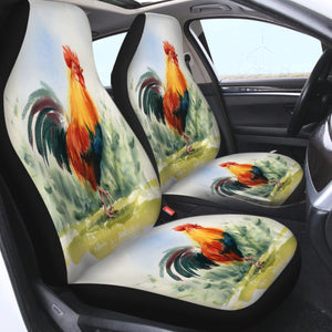 Rooster Watercolor Painting SWQT4334 Car Seat Covers