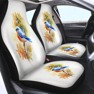 Blue Sparrow White Theme Watercolor Painting SWQT4401 Car Seat Covers