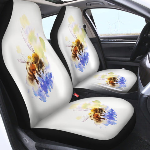 Image of Flying Bee Watercolor Painting SWQT4405 Car Seat Covers