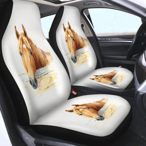 Brown Horse Watercolor Painting SWQT4406 Car Seat Covers
