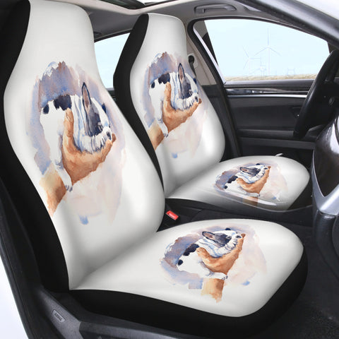 Image of Dairy Pug On Hand Watercolor Painting SWQT4407 Car Seat Covers