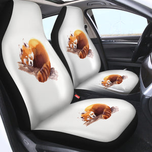 Lazy Orange Racoon Watercolor Painting SWQT4411 Car Seat Covers