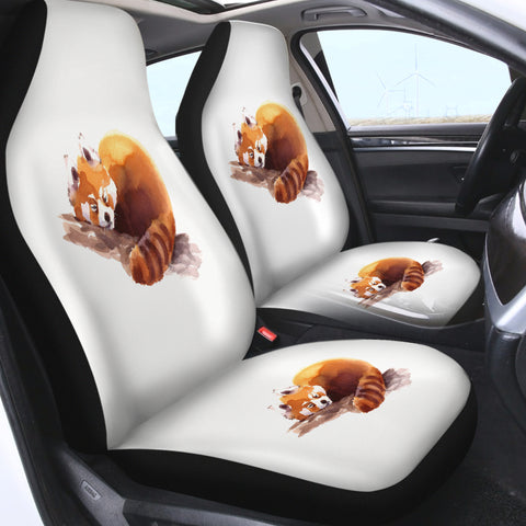 Image of Lazy Orange Racoon Watercolor Painting SWQT4411 Car Seat Covers