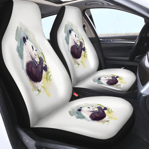 Panda and Flowers Watercolor Painting SWQT4412 Car Seat Covers